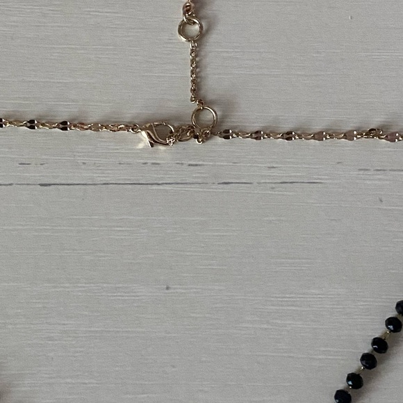 NWOT gold cross necklace with black beading - Picture 3 of 5